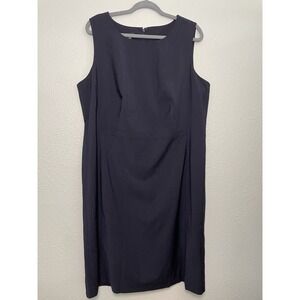 NWT Talbots Women's Black Sleeveless Back Zip Wool Sheath Dress Size 18‎